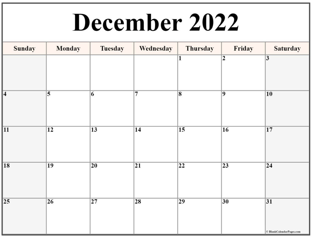 December 2022 Calendar Free Printable Calendar Templates