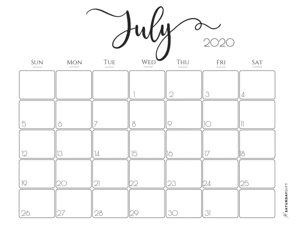 Elegant 2020 Calendar Free Printables Calendar Printables July 