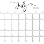 Elegant 2020 Calendar Free Printables Calendar Printables July