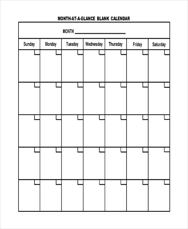 Free 6 Sample Blank Printable Calendar Templates In Ms Word Intended 