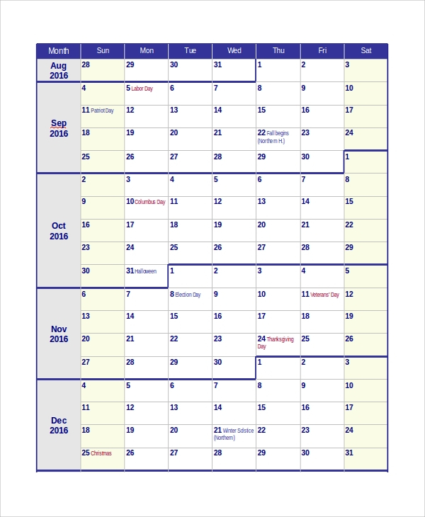 FREE 9 Sample Teacher Calendar Templates In PDF MS Word