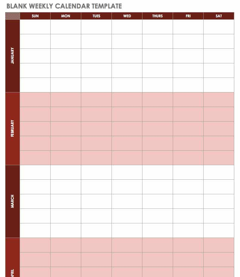 Free Blank Calendar Templates Smartsheet