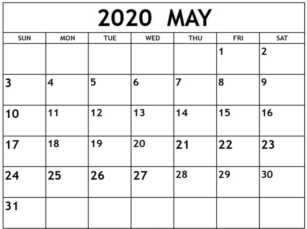 Free Blank May 2020 Calendar Printable Templates