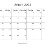Free Download Blank Printable Calendar August 2022 PDF