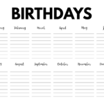 Free Printable Birthday Calendar Template Paper Trail Design