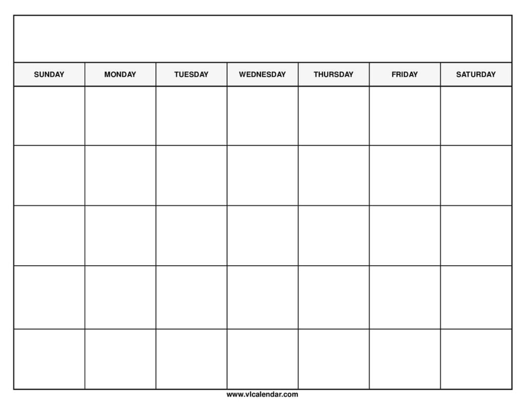 Free Printable Blank Calendar Template