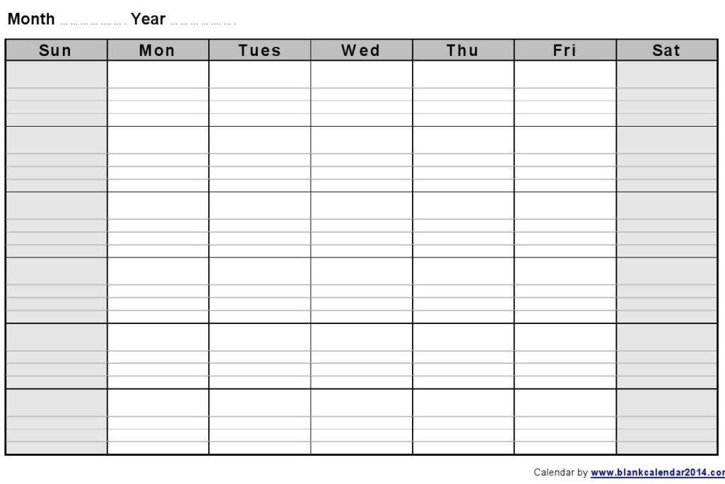 Free Printable Calendar With Large Boxes Blank Monthly Calendar 