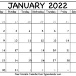 Free Printable January 2022 Calendars