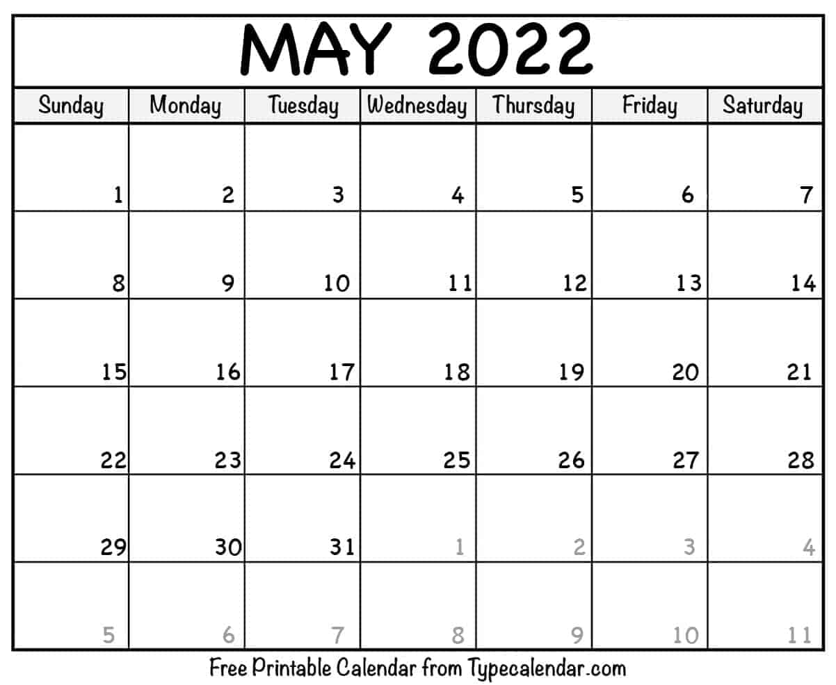 Free Printable May 2022 Calendars