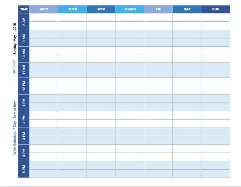 Free Weekly Schedule Templates For Excel Smartsheet Throughout Access 