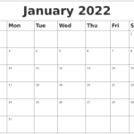 January 2022 Blank Calendar