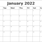 January 2022 Blank Calendar