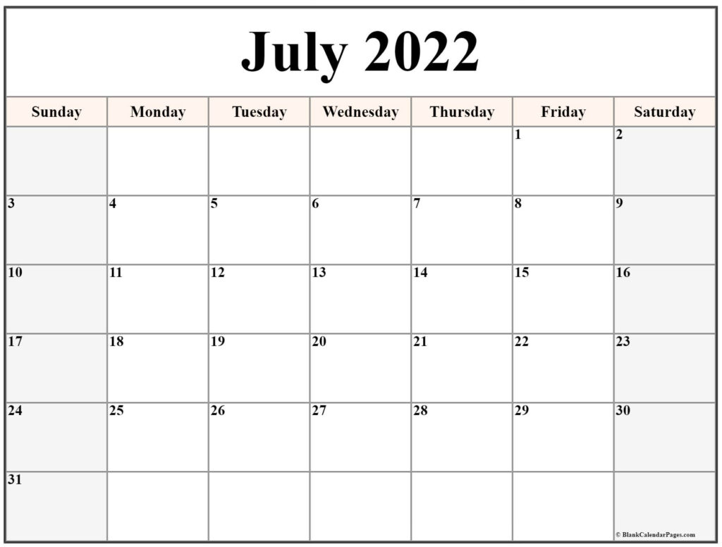 July 2022 Calendar Free Printable Calendar Templates