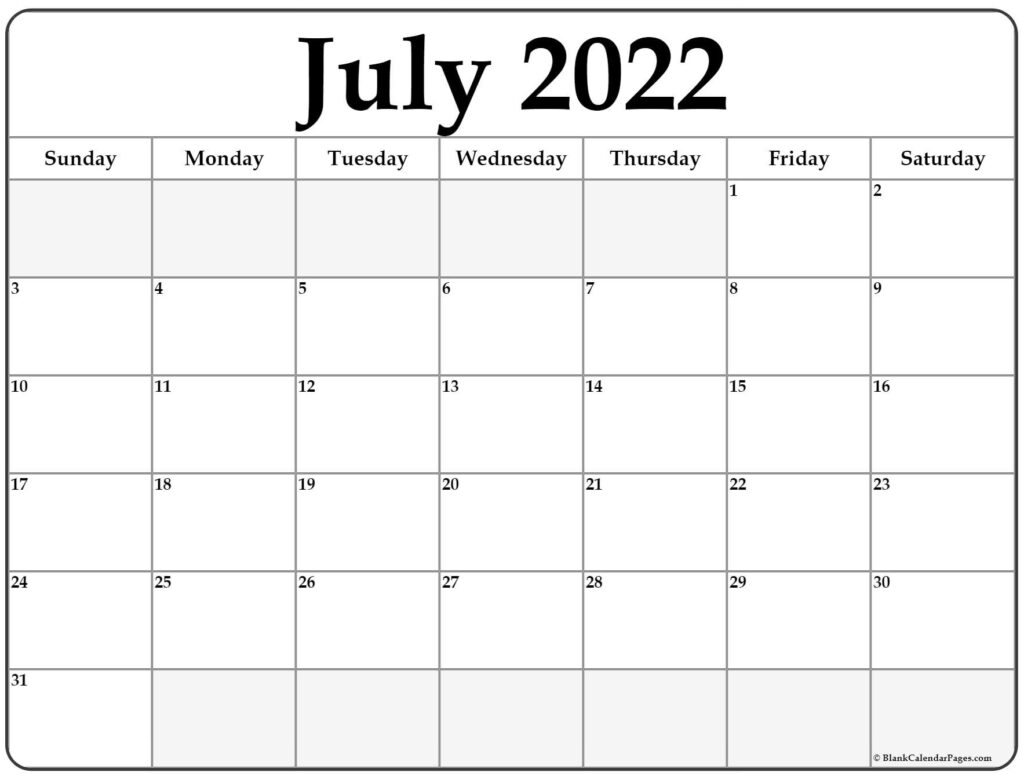 July 2022 Calendar Free Printable Calendar Templates