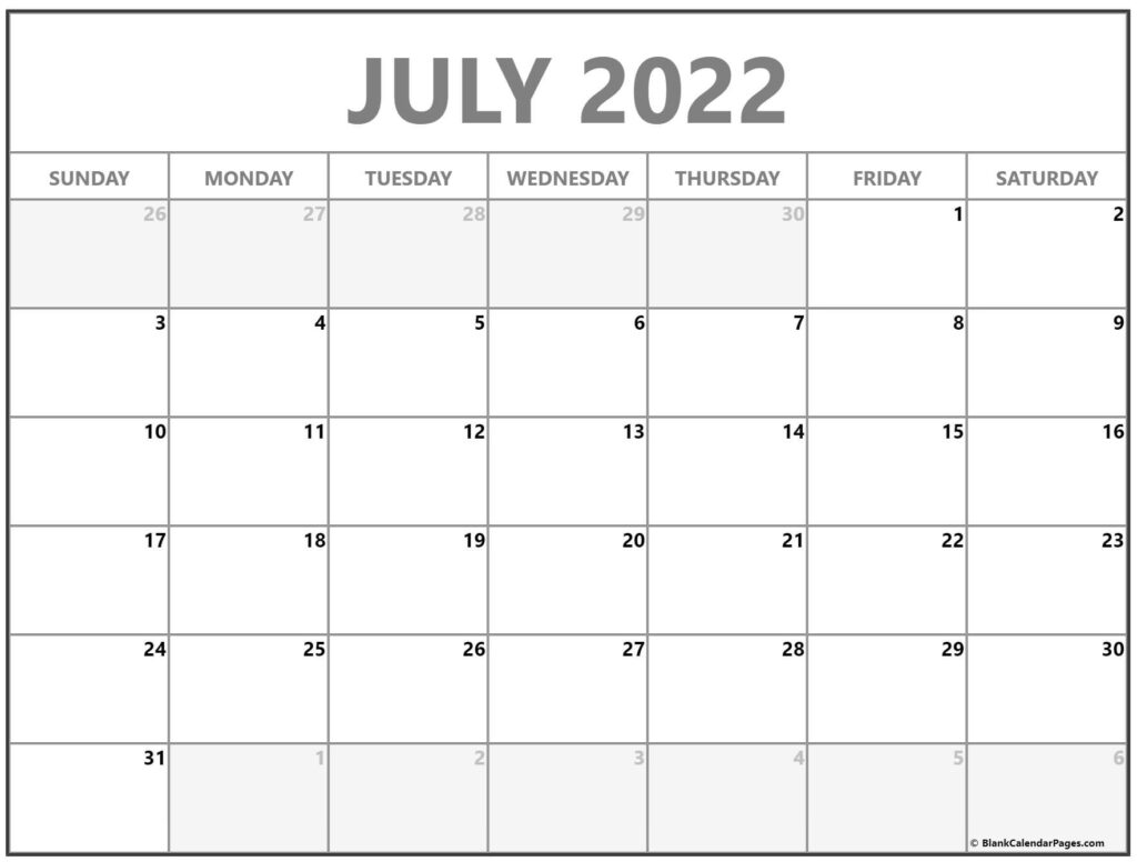 July 2022 Calendar Free Printable Calendar Templates