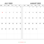 July And August 2022 Calendar Calendar Quickly