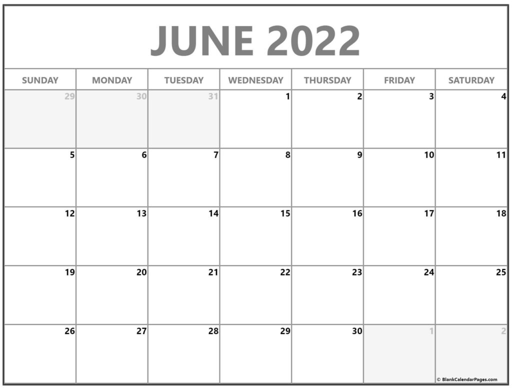 June 2022 Calendar Free Printable Calendar Templates