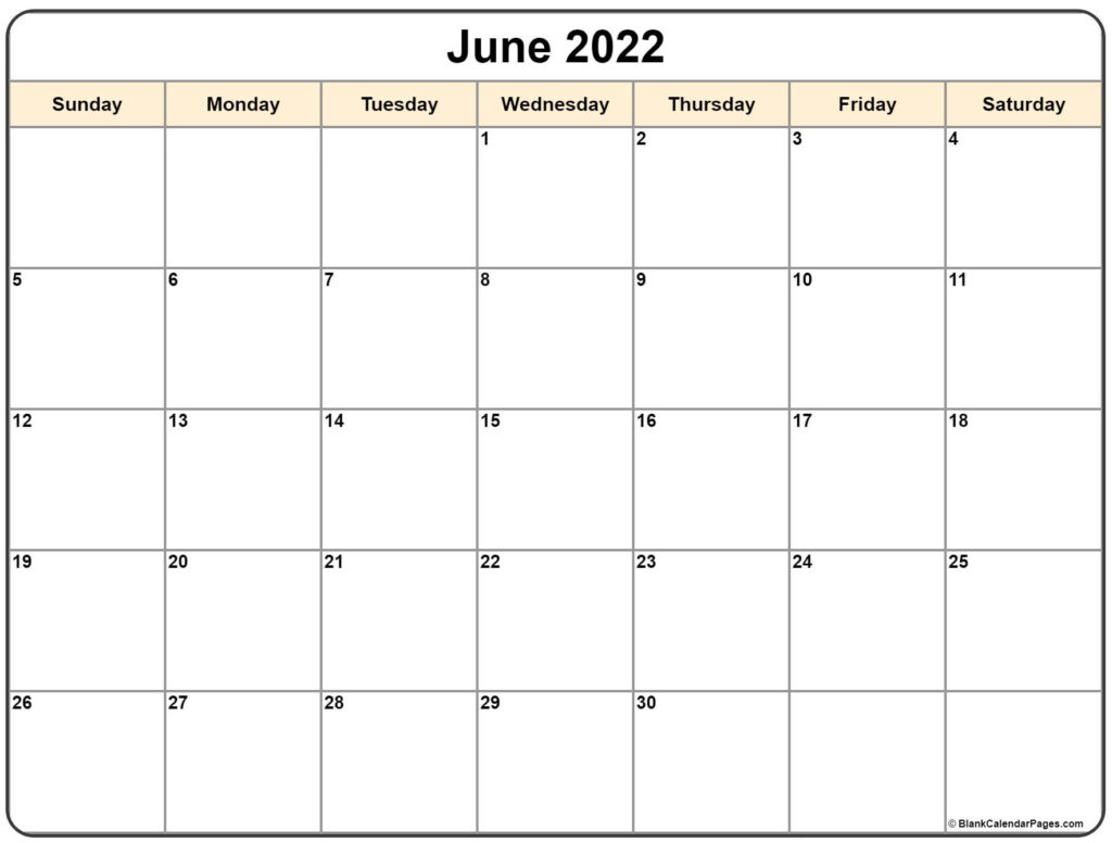 June 2022 Calendar Free Printable Monthly Calendars