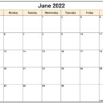 June 2022 Calendar Free Printable Monthly Calendars