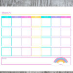 Kid Calendar Girls Calendar Kid Planner Printable Rainbow