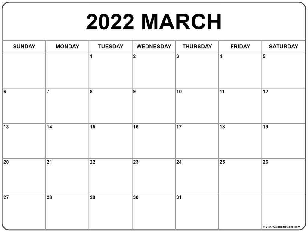 March 2022 Calendar Free Printable Calendar Templates