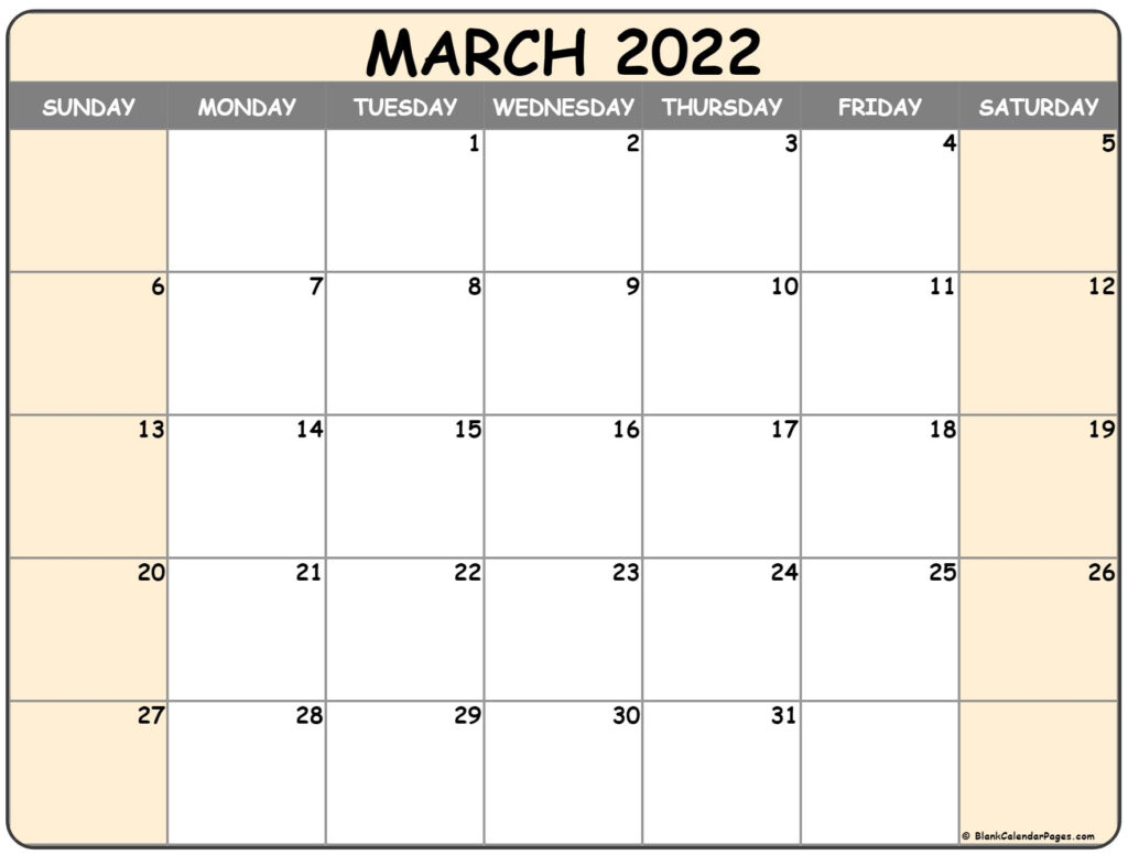 March 2022 Calendar Free Printable Calendar Templates