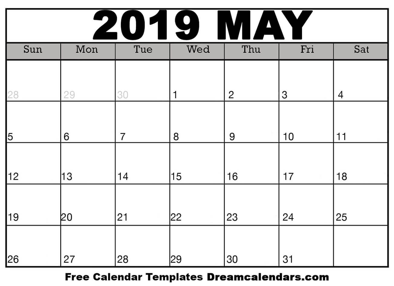 May 2019 Calendar Free Blank Printable Templates