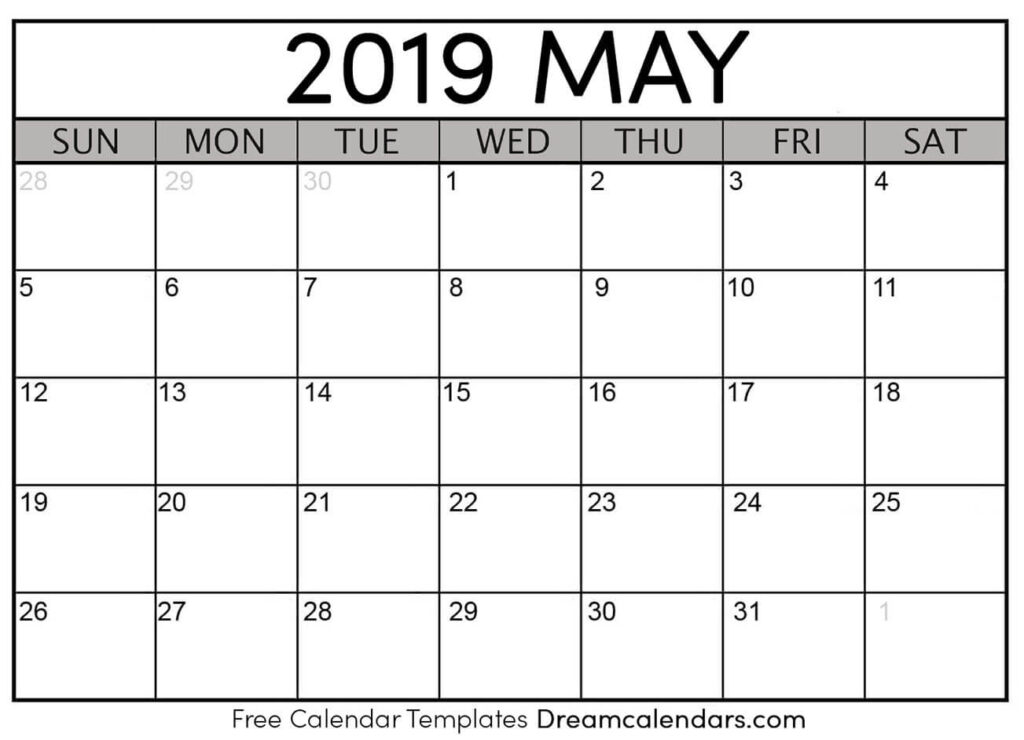 May 2019 Calendar Free Blank Printable Templates