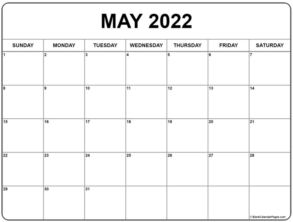 May 2022 Calendar Free Printable Calendar Templates