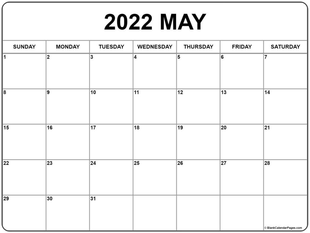 May 2022 Calendar Free Printable Calendar Templates