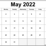 May 2022 Calendar Free Printable Calendar Templates