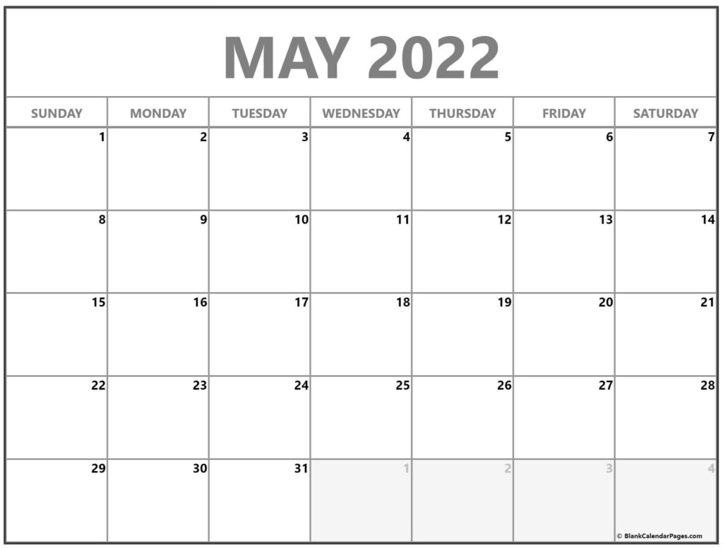 May 2022 Calendar Free Printable Calendar Templates