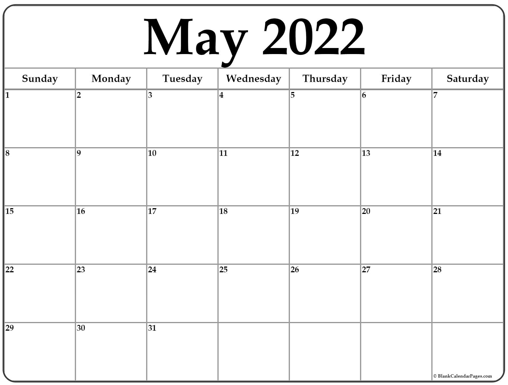 May 2022 Calendar Free Printable Calendar Templates