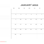 Monthly Blank Calendar 2022 With Notes Calendar Quickly