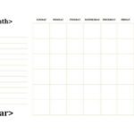 Monthly Blank Calendar With Day Notes Landscape Blank Calendar day