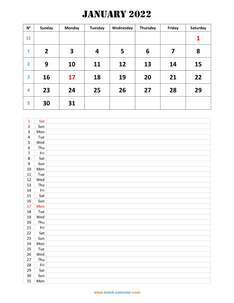 Monthly Calendar 2022 Free Download Editable And Printable