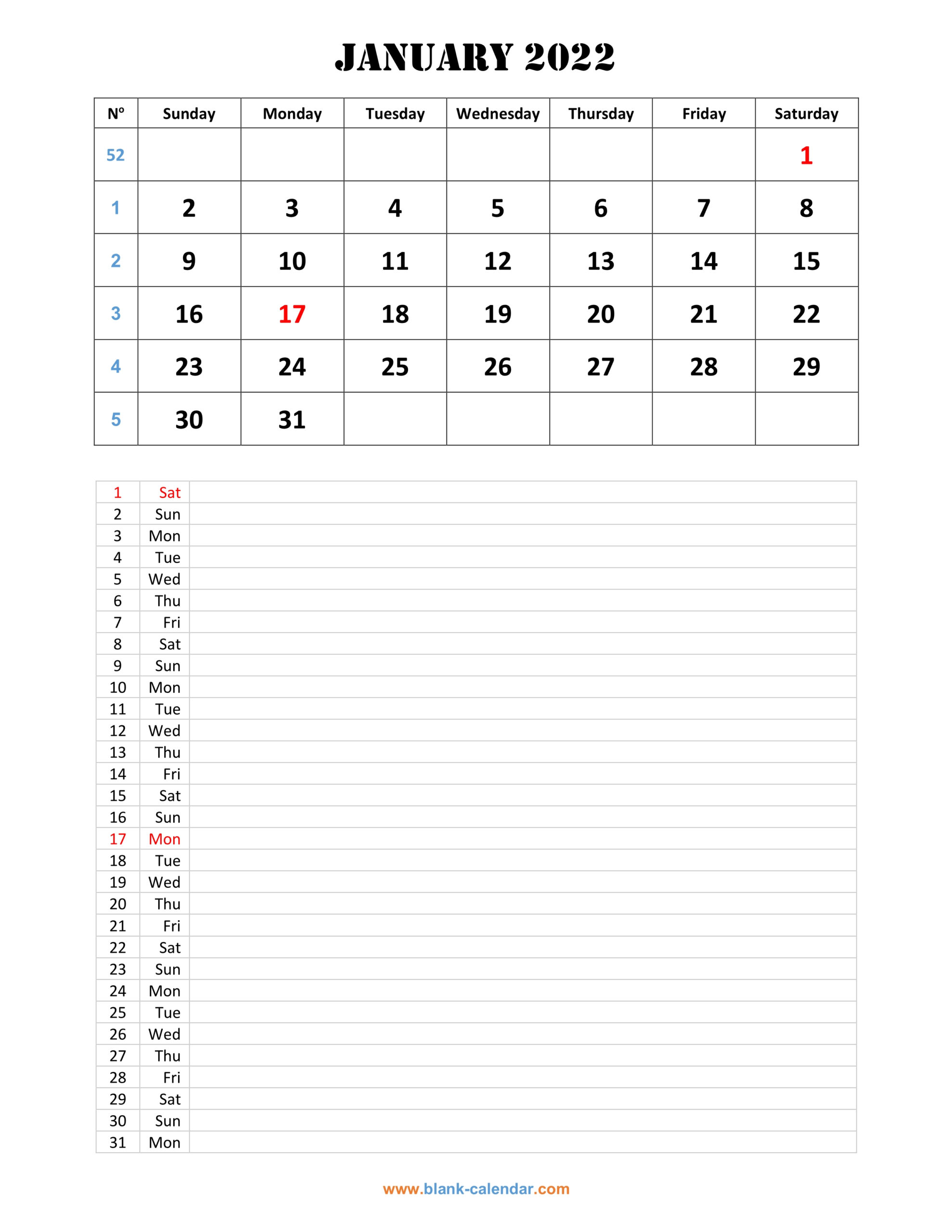 Monthly Calendar 2022 Free Download Editable And Printable