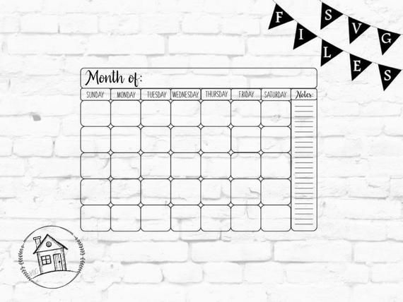 Monthly Chalkboard Calendar SVG Chalkboard Calendar Blank Monthly 