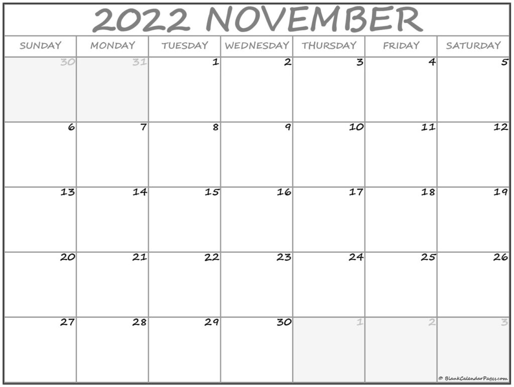 November 2022 Calendar Free Printable Calendar Templates