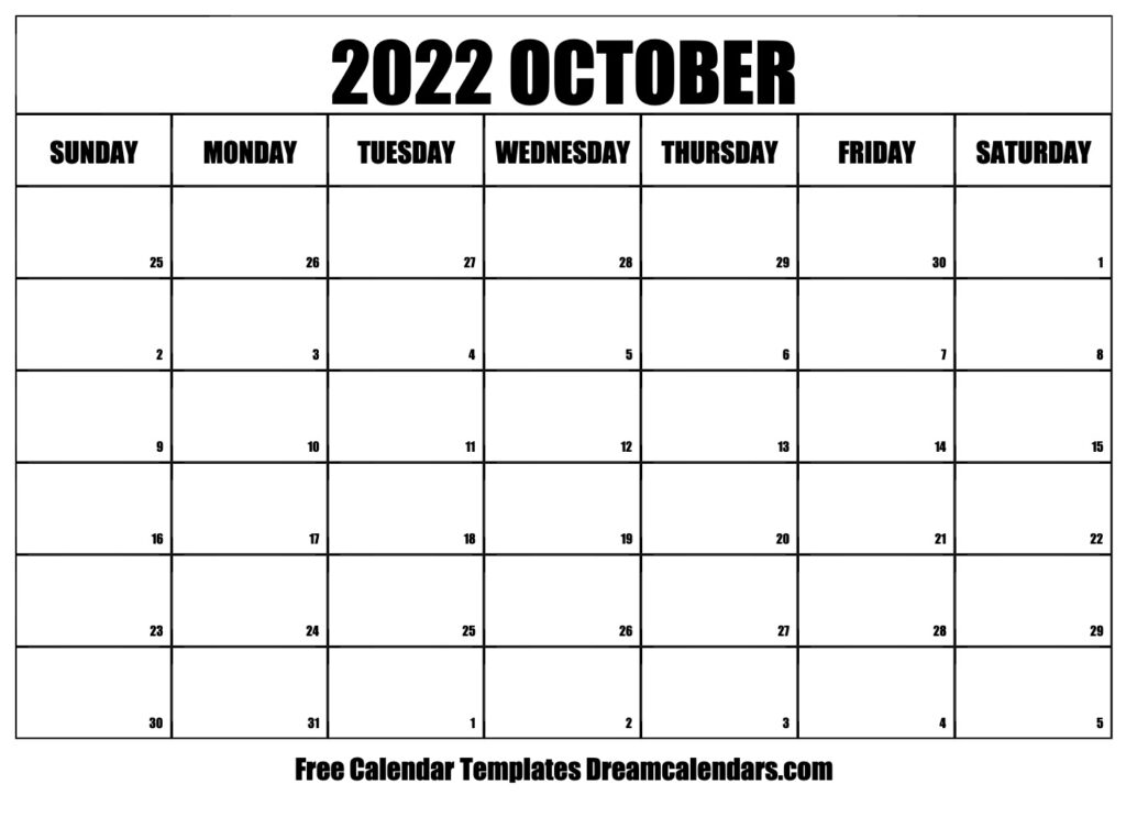 October 2022 Calendar Free Blank Printable Templates