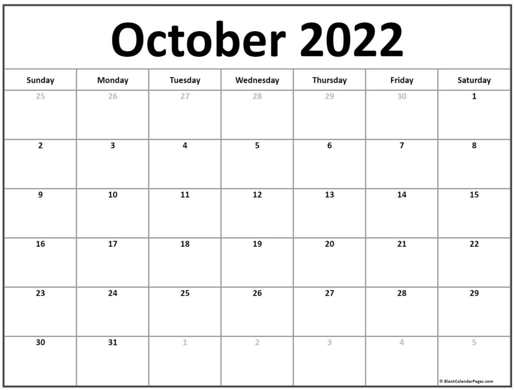 October 2022 Calendar Free Printable Calendar Templates