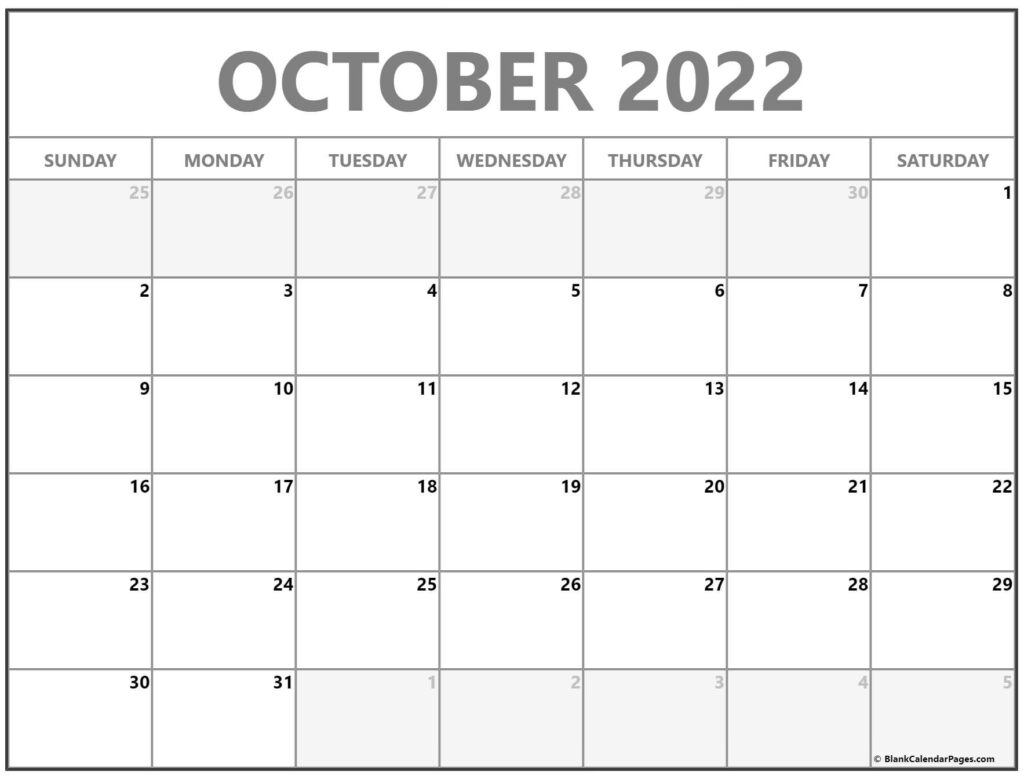 October 2022 Calendar Free Printable Calendar Templates