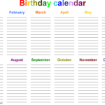 Perpetual Birthday Calendar Birthday Calendar Birthday Calendars