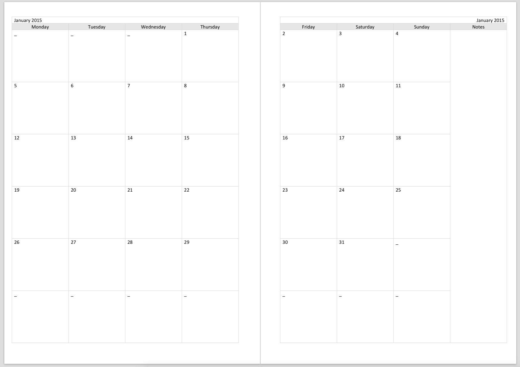 Free 2 Month Per Page Blank Calendar Template 2023