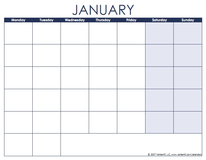 Print Monday Through Sunday Calendar Photo Calendar Template 2020