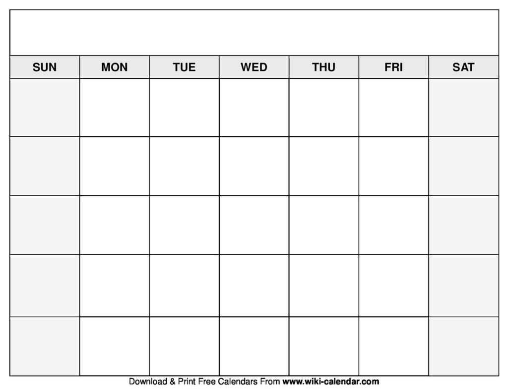 Printable Blank Calendar Blank Calendar Pages Free Blank Calendar 