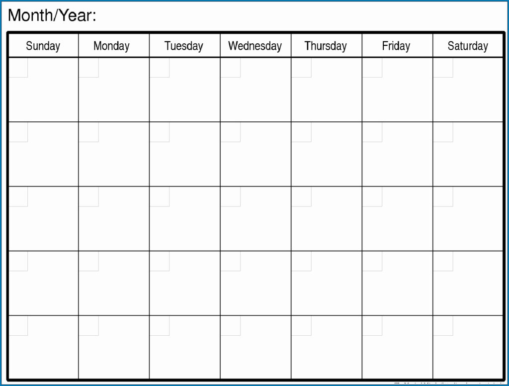 Printable Blank Monthly Calendar Template Example Calendar Printable