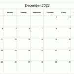 Printable December 2022 Calendar Classic Blank Sheet