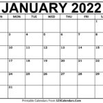 Printable January 2022 Calendar Templates 123Calendars