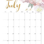 Printable July 2020 Floral Calendar July Calendar Calendar Wallpaper